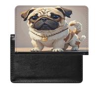 Cartoon Pug Passport Holder Passport Cover Protector Essentials with Credit Card Slots for Women Men