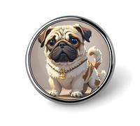 Cartoon Pug Round Badge for Men Women, Durable & Stylish Lapel Pins, Lightweight Metal Badges for Shirts, Jackets, Hats