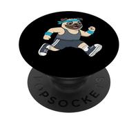 Cartoon Pug Running Marathon Dog Jogging PopSockets Adhesive PopGrip