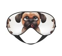 Cartoon Pug Sleep Mask for Women & Men - Double-Sided Eye Mask with Adjustable Strap, Soft Silky Feel, Light-Blocking & Breathable for Travel, Nap, Shift Work, Yoga