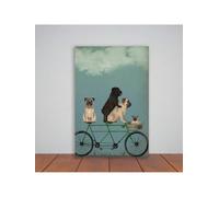 Cartoon Pug Tandem Canvas Print Painting, Modern Minimalist Wall Art Animals Posters, For Room kitchen Home Decor Mural(40x60cm/Frameless)