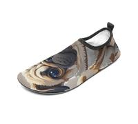 Cartoon Pug Water Shoes for Men Women, Lightweight Stretch Swim Shoes with Anti-Slip Rubber Sole, Quick-Dry Aqua Socks for Pool, Beach, Surfing, Style, 8 UK