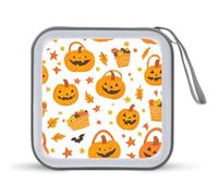 Cartoon Pumpkin Candy Halloween Portable CD Case Holder 48 Capacity Travel DVD Storage Boxs Wallet Bag