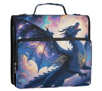 Cartoon Purple Divine Dragon 3 Rings 1.5 inch Binder with Zipper with Shoulder Strap & Handle Laege Capacity Portfolio Binder for Office School Gestor de encuadernación de documentos