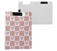 Cartoon Purple Hearts Clipboard Folder, A4 Size Folder Clipboard with Pen Slot for Office School