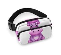 Cartoon Purple Hippo Fanny Pack for Women Men Adjustable Waist Bag Belt Bag for Travel Sports Hiking, style, 20x13cm