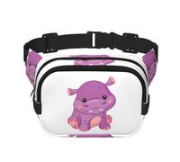 Cartoon Purple Hippo Print Stylish and Practical Waist Bag,Adjustable,Perfect for Travel,and Outdoor Activities