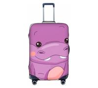 Cartoon Purple Hippo Print Travel Elastic Suitcase Luggage Baggage Cover Protector, Washable And Anti-Scratch, White, S