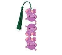 Cartoon Purple Hippo Print Wooden Bookmark Wood with Tassel for Reading,Perfect Present for Book Lovers