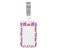 Cartoon Purple Hippo Printed Id Badge Holder with Neck Strap Vertical Waterproof Name Card Holder for Office School