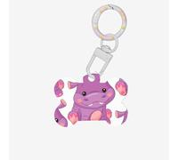 Cartoon Purple Hippo Printing Cute Acrylic Dogs Tag Double Side Bone Shap Id Tags with Keychain for Pet Crafts Decorations
