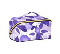 Cartoon Purple Morning Glory Flowers Birds Cosmetic Bag with dividers Essentials Hanging Travel Toiletry Bag Travel-Size Accessories