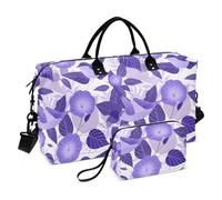 Cartoon Purple Morning Glory Flowers Birds Decorative Personal Item Travel Bag Gym Carry on Duffel Bags with Adjustable Strap for Gym Large Capacity Bolsa para viajar