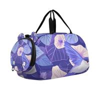 Cartoon Purple Morning Glory Flowers Birds Gym Duffel Bag with Shoes Compartment Multifunctional Carry on Luggage for Travel, Sports, Duffel, Weekender