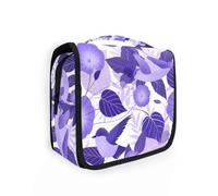 Cartoon Purple Morning Glory Flowers Birds Makeup Bag for Travel with Hanging Hook Accessories Tote Bag Trip
