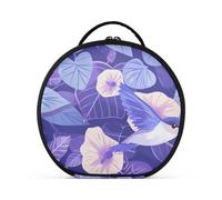 Cartoon Purple Morning Glory Flowers Birds Makeup Bag Vertical Free-Standing Large Hanging Travel Toiletry Bag with adjustable dividers 11 IN