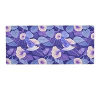 Cartoon Purple Morning Glory Flowers Birds unwashable Mouse Pad big for rest essentials gaming mousepad 31.5 x 11.8in