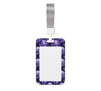 Cartoon Purple Octopus 1 Print Badge Holder with Lanyard, Hard Plastic Vertical Name ID Card Badge Holders