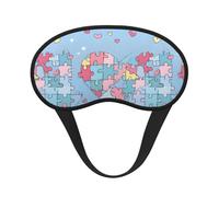 Cartoon Puzzle Pieces Printed Sleep Black Edge Eye Mask, with Good Shading Effect, is an Ideal Choice for Travel, Meditation, Etc