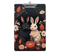 Cartoon Rabbit Couple Clipboard Retractable Hanging Tab Clip Board Plastic Clipboard Nursing Clipboards Nurse, Doctor, Cute Design for Standard Size 12.5 X 8.5Inch