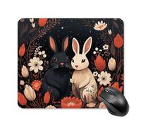 Cartoon Rabbit Couple Mouse Pad Square Laptop Mouse Mat Cute Computer Mousepad Keyboard Pad Non-Slip Desk Pads for Gaming Office Work Home 25 * 30cm