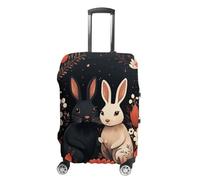 Cartoon Rabbit Couple Suitcase Covers Luggage Protector - Travel Elastic Baggage Case Protective, Washable Anti-scratch Large Suit Case Cover for Suitcases Fits 19-32 Inch Luggages, white, M, Flower