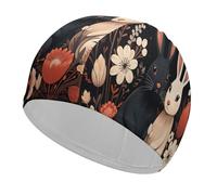 Cartoon Rabbit Couple Swim Cap for Women Men Swimming Hat Bath Waterproof Pool Caps for Long Thick Curly Hair
