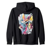 Cartoon Rabbit Double Peace Graffiti Pop Graphic Art Sign Zip Hoodie