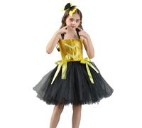Cartoon Rabbit Easter Cosplay Dress and Headband Set for Girls Role Playing Stage Performance Party Costume (Yellow, 8-9 Years)