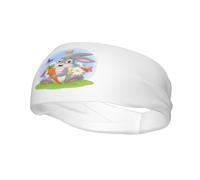 Cartoon Rabbit Holding A Carrot in The Grass Headbands Men Women Non Slip Wicking Sports Sweatband for Gym Basketball Yoga Hairbands