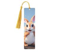 Cartoon Rabbit Metal Bookmarks with Tassels,Pendant Unique Handmade Bookmark Craft DIY Wooden Bookmarks Cute Hanging Tags Ornaments for Book Lovers Birthday Teachers Gift