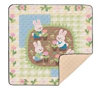 Cartoon Rabbits Gardener Cute Large Sturdy Baby Playmat for Indoor Outdoor 1-Piecing Foldable Infant Play Mat for Babies Infants Toddlers, 50'' x 50''alfombras para jugar