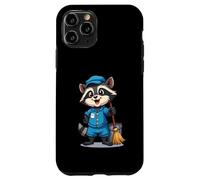 Cartoon Raccoon with Mop and Bucket - Cleaning Character Case for iPhone 11 Pro