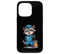 Cartoon Raccoon with Mop and Bucket - Cleaning Character Case for iPhone 13 Pro