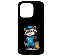 Cartoon Raccoon with Mop and Bucket - Cleaning Character Case for iPhone 15 Pro