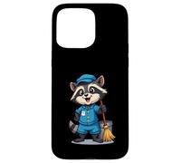 Cartoon Raccoon with Mop and Bucket - Cleaning Character Case for iPhone 15 Pro Max