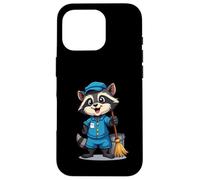 Cartoon Raccoon with Mop and Bucket - Cleaning Character Case for iPhone 16 Pro
