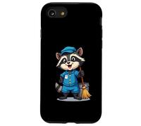 Cartoon Raccoon with Mop and Bucket - Cleaning Character Case for iPhone SE (2020) / 7/8