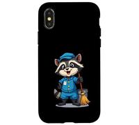 Cartoon Raccoon with Mop and Bucket - Cleaning Character Case for iPhone X/XS
