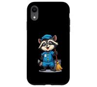 Cartoon Raccoon with Mop and Bucket - Cleaning Character Case for iPhone XR