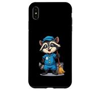 Cartoon Raccoon with Mop and Bucket - Cleaning Character Case for iPhone XS Max
