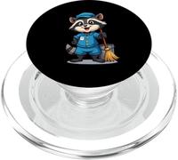 Cartoon Raccoon with Mop and Bucket - Cleaning Character PopSockets PopGrip for MagSafe