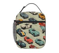 Cartoon Race Car Pattern Kids Insulated Lunch Bag for Boys Girls, Leakproof Reusable Bento Tote Toddler Lunch Bag, Portable Thermal Cooler Lunchbox for School Picnic Travel Daycare