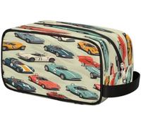 Cartoon Race Car Pattern Toiletry Bag for Travel, Cosmetic Makeup Bag Waterproof Polyester Shaving Bag for Men Women Kids, Portable Organizer for Bathroom Gym Vacation