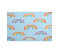 Cartoon Rainbow Blue Leather Coffee Mats for Coffee Maker Water Absorbent Coffee Machine Pads for Counter