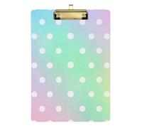 Cartoon Rainbow Polka Dot Acrylic clipboard Clamps Standard Letter A4 Size Acrylic Cute for Nursing Student Trade Quest Gold 12x9in Tablas para escribir