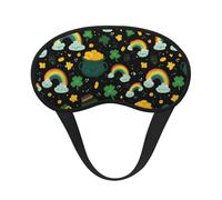 Cartoon Rainbow Printed Black Border Eye Mask, Soft and Comfortable, Perfect for Travel, Camping, and Meditation