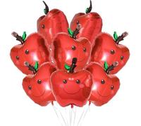 Cartoon Red Apple-Shaped Balloon Welcome Back To School Decoration, 8 Pack Cute Smile Apple Balloons Food Summer Fruit Party Supplies For Birthday Teacher Appreciation Welcome School Educational Event
