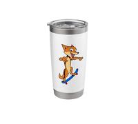 Cartoon red Fox Riding Skateboard Stainless Steel Insulated Tumbler