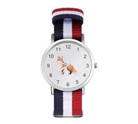 Cartoon Red Fox Sport Watch for Men Women Nylon Strap Wrist Watch Analog Quartz Watch